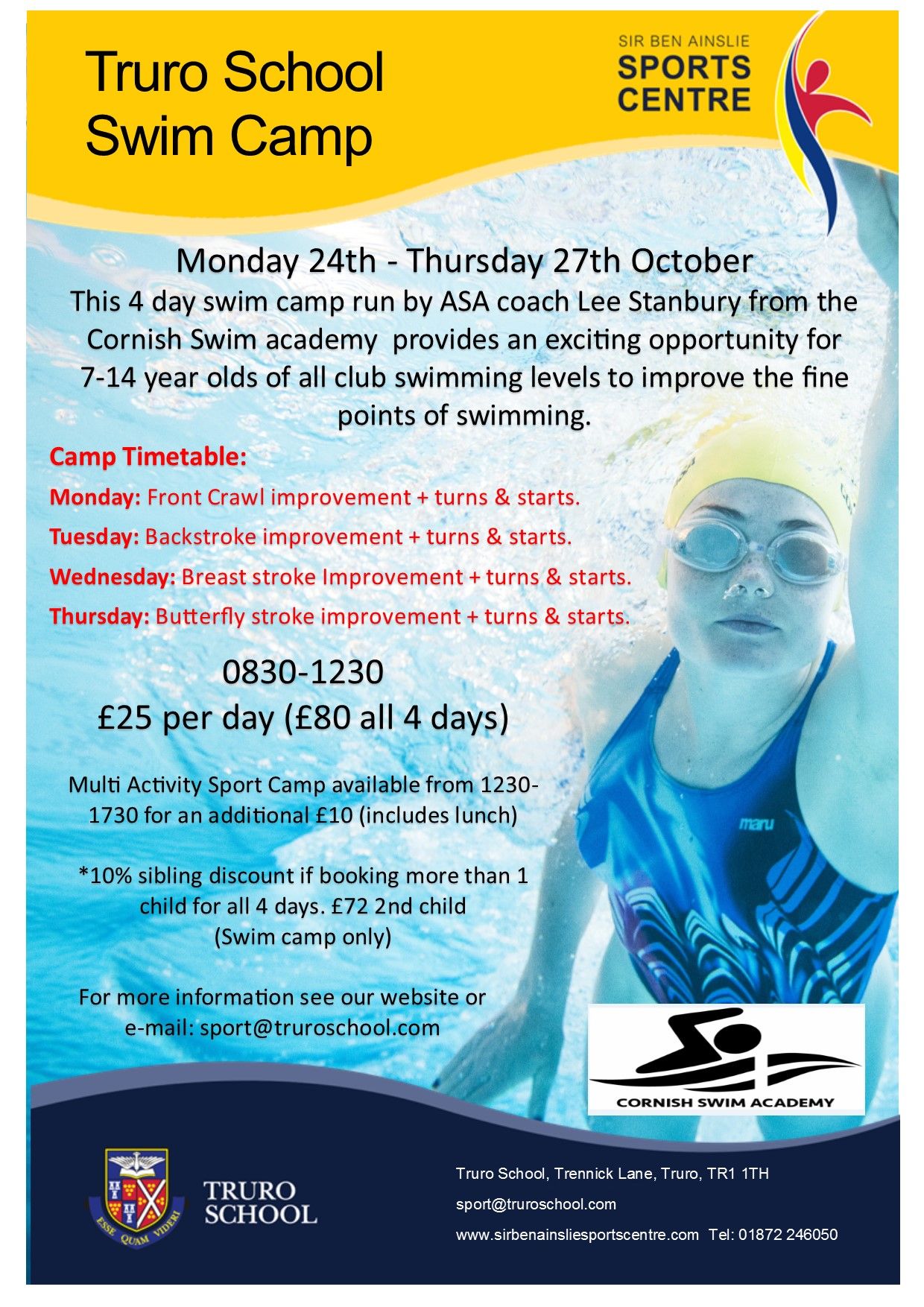 Truro School Swim Camp : Sir Ben Ainslie Sports Centre